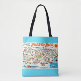 Tote Bolsa de ombro Aqua Mapa de Porto Rico