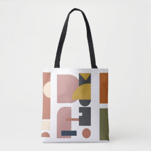 Tote Bolsa de Ombro com Alça e Arte Geométrica