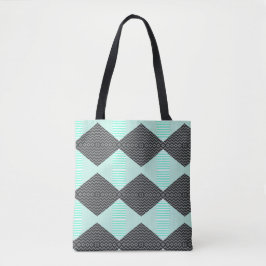 Tote Bolsa de Ombro com Padrão Azul