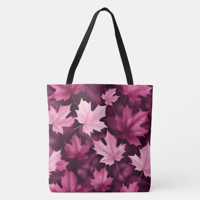 Tote Bolsa de Ombro Grande com Folha Roxa Única (Frente)
