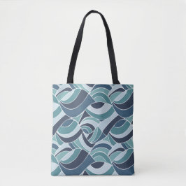 Tote Bolsa de Ombro Ondas do Oceano Azul e Verde