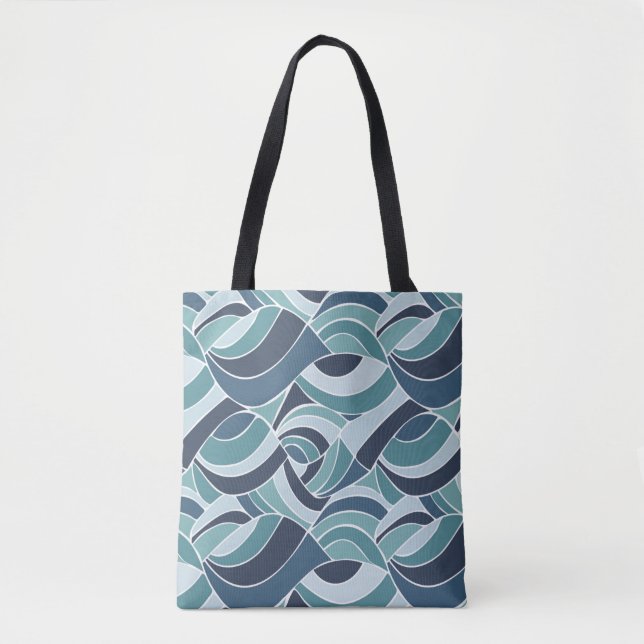 Tote Bolsa de Ombro Ondas do Oceano Azul e Verde (Frente)