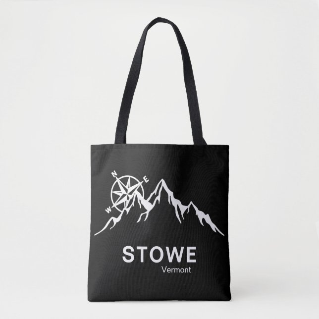 Tote Bolsa de ombro preta Stowe Vermont (Frente)