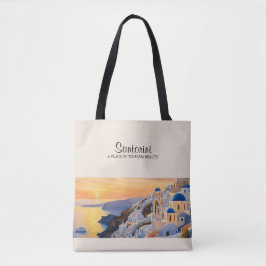 Tote Bolsa de Ombro Santorini Aquarela