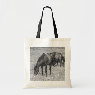 Tote Bolsa de Orçamento B&W de Animais de CAVALO