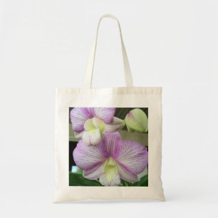 Tote Bolsa de orçamento com uma orquídea branca e rox