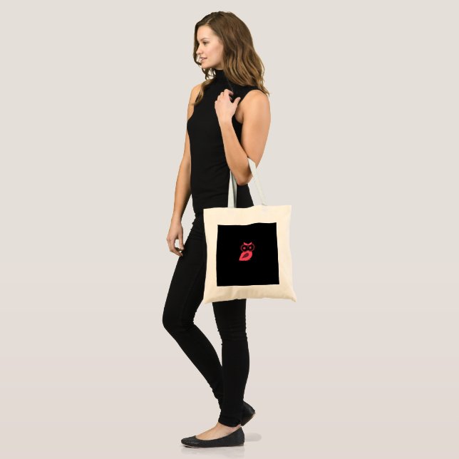 Tote Bolsa de Orçamento de Coruja Rosa (Frente (modelo))