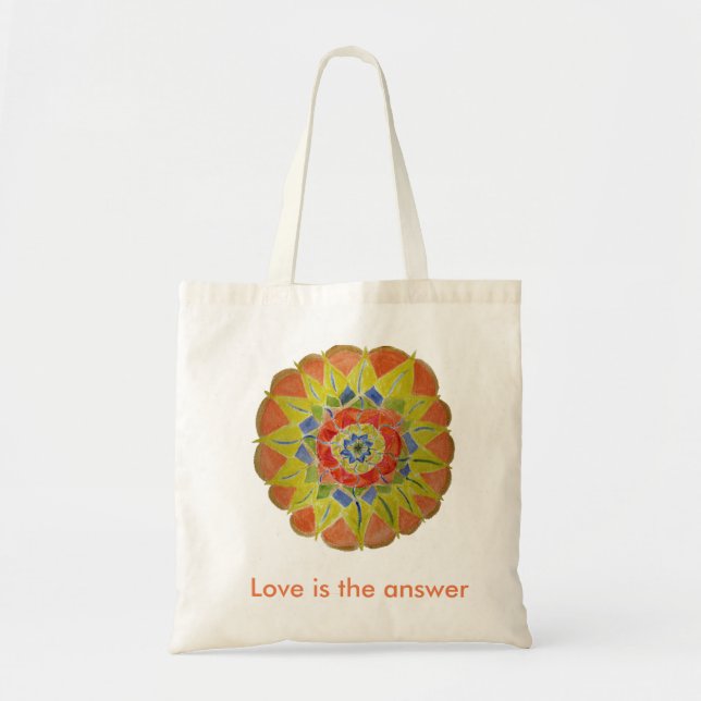 Tote Bolsa de orçamento de mandala colorida (Frente)