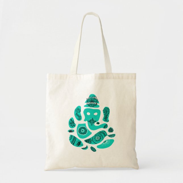 Tote Bolsa de Orçamento do Lord Ganesh Elephant India (Frente)