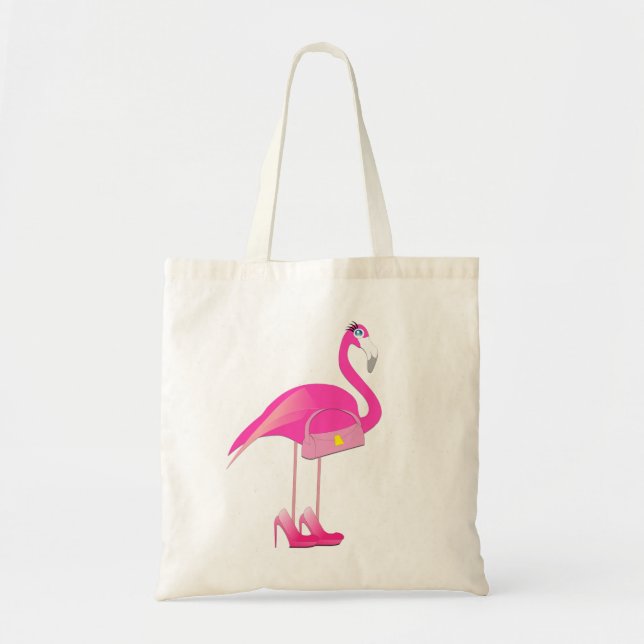 Tote Bolsa de Orçamento Flamingo Rosa (Frente)