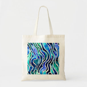 Tote Bolsa de padrão azul e verde com tonalidade de joe