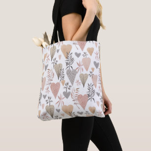 Tote Bolsa de padrão cardíaco neutro Saco Romântico d