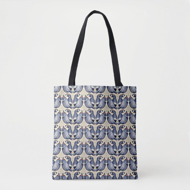 Tote Bolsa de Padrão de Pássaro de Quail Decorativo (Frente)