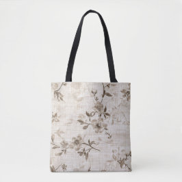 Tote Bolsa de Padrão Floral Castanho