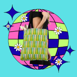 Tote Bolsa de Padrão Geométrico Retrô