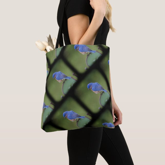 Tote Bolsa de pássaros azuis e verdes para aves (Close Up)