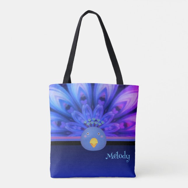 Tote Bolsa de Peacock Elétrico Puro e Azul (Verso)