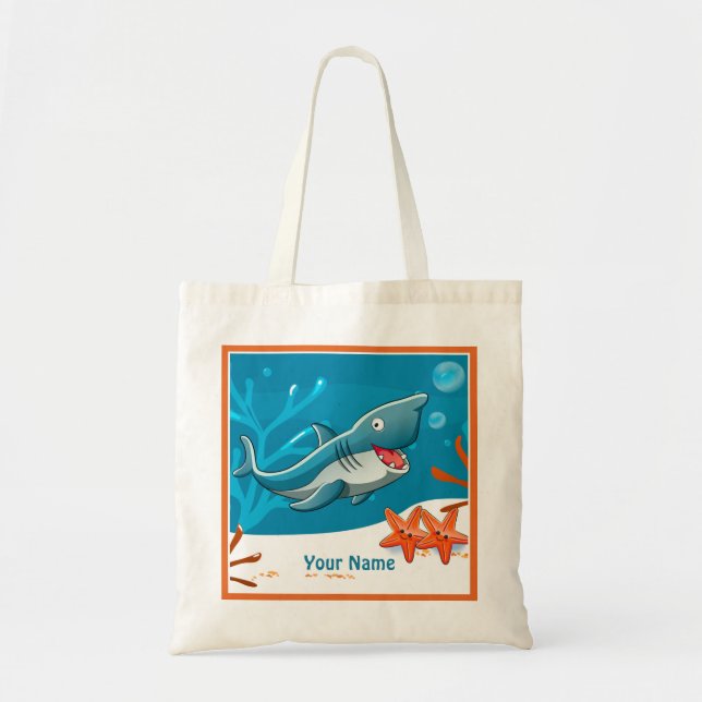 Tote Bolsa de Peixe-Tubarão Aquático Oceânico (Frente)