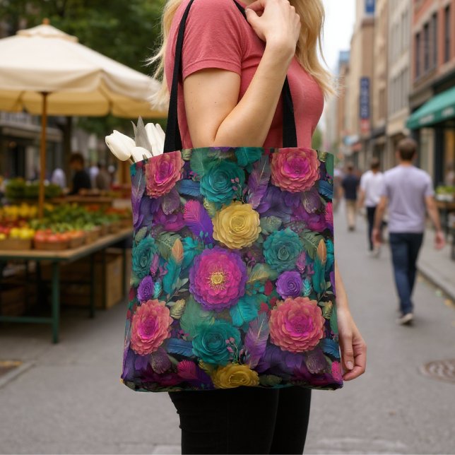 Tote Bolsa de Penas e Sangue Floral de Vibrante Selvage (Criador carregado)