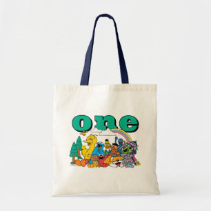 Tote Bolsa de Personagens da Rua Sésamo e Placa de Trân
