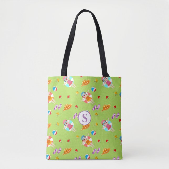 Tote Bolsa de Piscina de praia monograma (Frente)