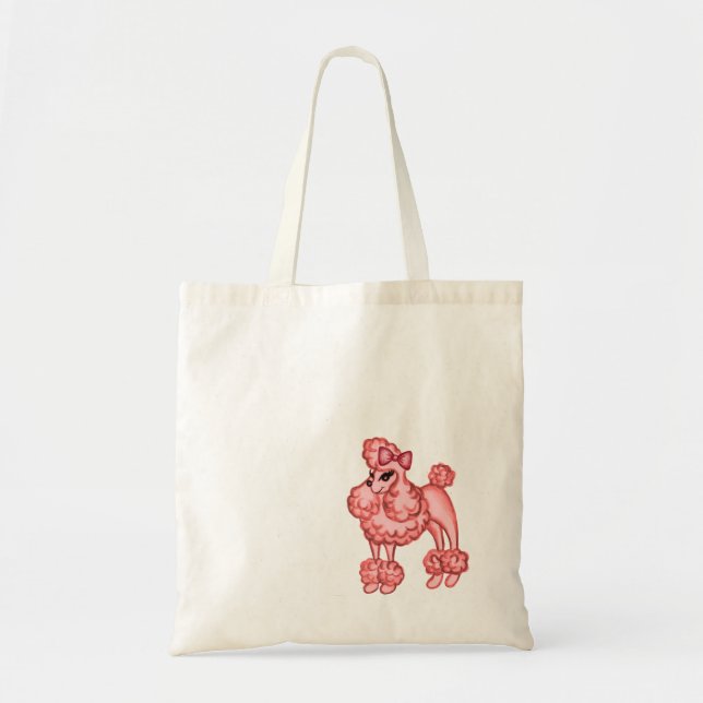 Tote Bolsa de Poodle Rosa Retro (Frente)
