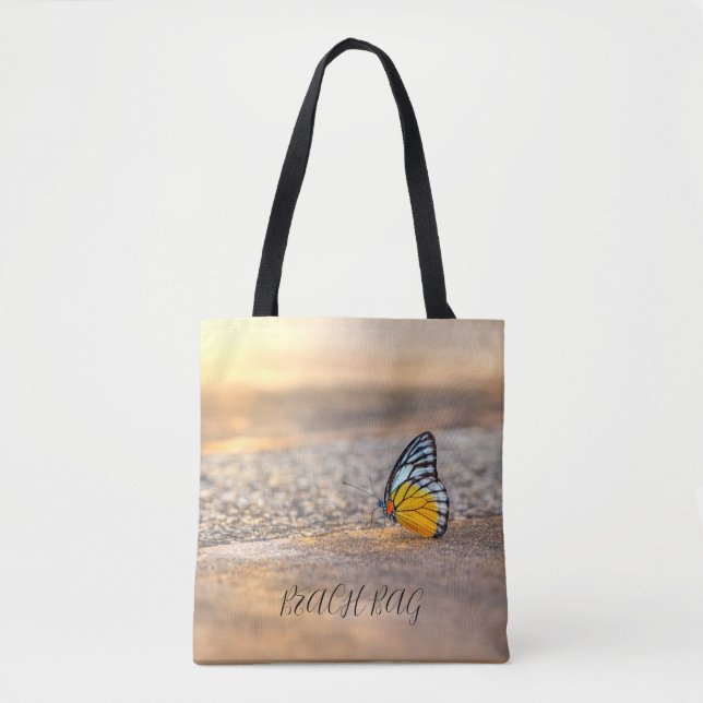 Tote BOLSA DE PRAIA - Borboleta na areia (Frente)