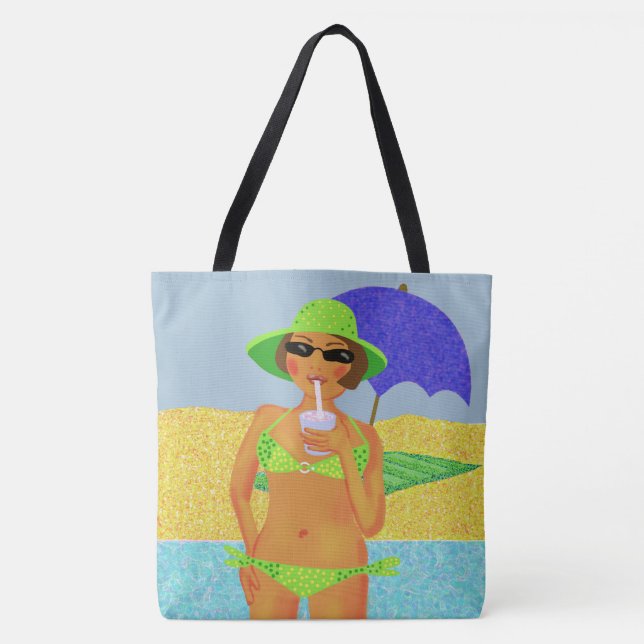 Tote Bolsa de praia da menina Bikini (Frente)
