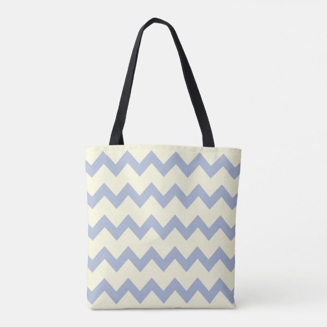 Tote Bolsa de Praia de Chevron Azul e Branco (Verso)