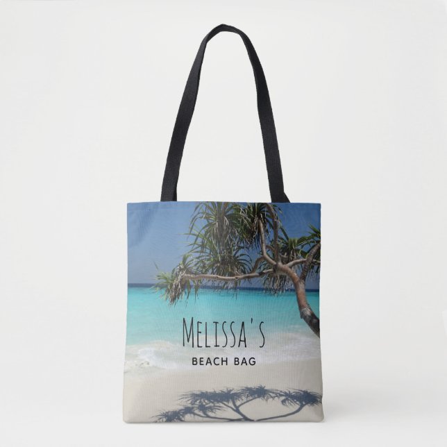 Tote Bolsa de praia de Fotografia da Cena de Praia do O (Frente)