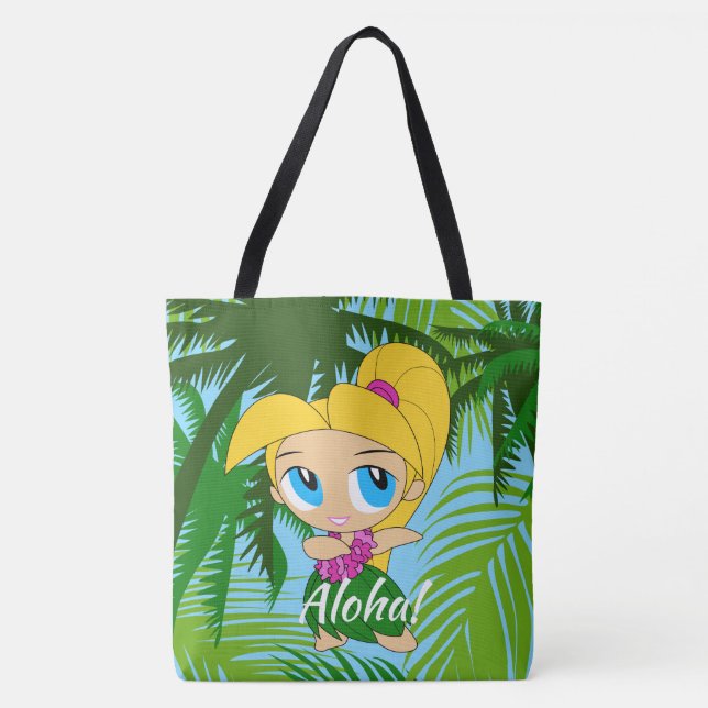 Tote Bolsa de praia de Garota Hula do Havaí (Frente)