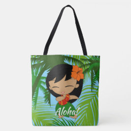 Tote Bolsa de praia de Garota Hula do Havaí