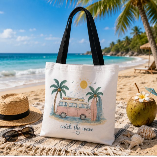 Tote Bolsa de Praia de Verão Catch the Wave (Criador carregado)