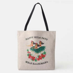 Tote Bolsa de praia Hula Holiday Hawaiian Hula Girl