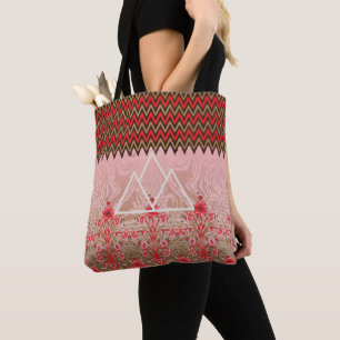 Tote Bolsa de Praia ・ Laptop Bag ・ Puros Rosa e Brancos