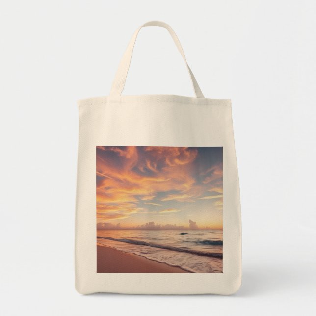Tote Bolsa de Praia Pôr do Sol Tropical (Frente)