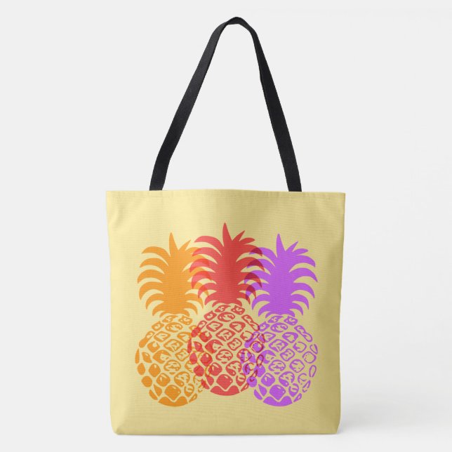 Tote Bolsa de praia Tropical de Momona Pineapple no Hav (Frente)