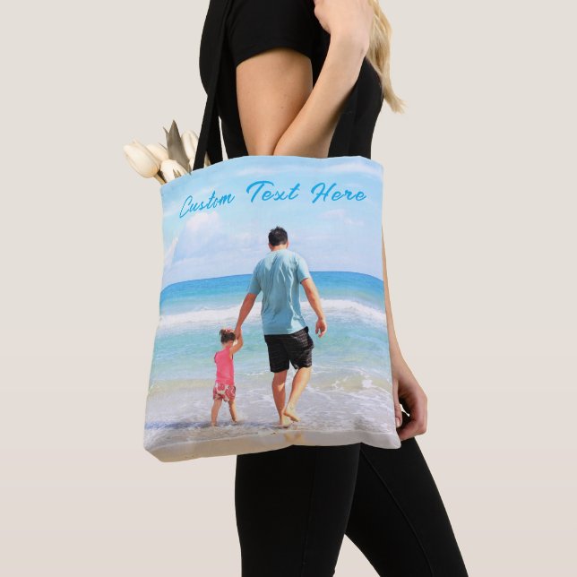 Tote Bolsa de Presente com Foto Personalizada e Texto (Close Up)
