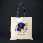 Tote Bolsa de presente Floral Dourado Real Azul Amarelo<br><div class="desc">O Elegante tema do ouro azul real Bridesmaid presente para a dama com buquê elegante de azul real,  Marinho,  ouro,  botões de flores de rosa amarelo e folhas de eucalipto. Entre em contato comigo para obter ajuda sobre a personalização ou se você precisar de outro produto com este design.</div>