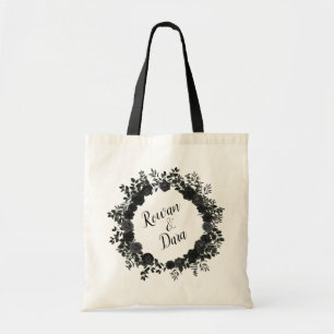 Tote Bolsa de presente Rosa gótico branco e preto