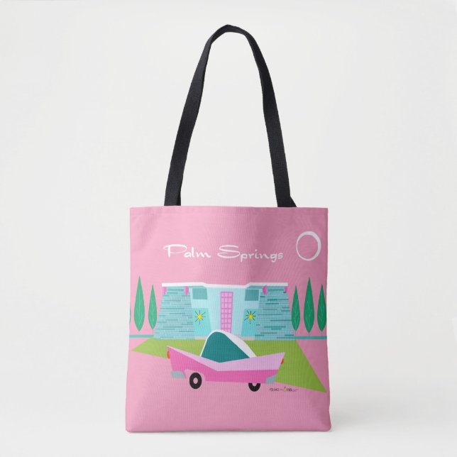 Tote Bolsa de Primavera de palma retrorrosado (Frente)