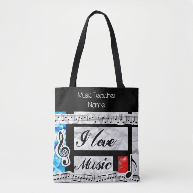 Tote Bolsa de Professora de Música Funky Personalizado (Frente)