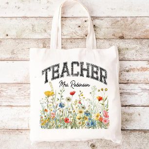 Tote Bolsa de Professores de Flores Selvagens Personali