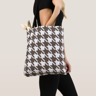 Tote Bolsa de retro Brown Houndstooth