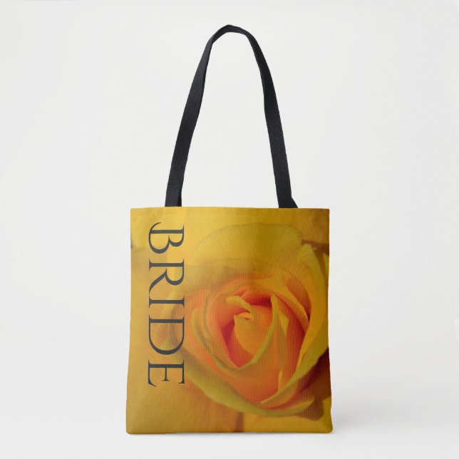 Tote Bolsa de Rosa Amarela para a Noiva (Frente)