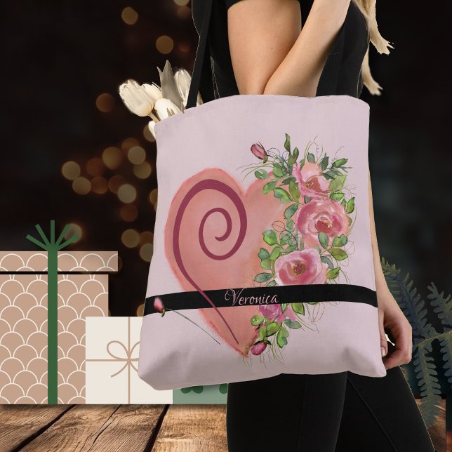 Tote Bolsa de rosas rosa-rosa, bonitas (Criador carregado)