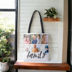 Tote bolsa de script personalizado de colagem de fotos