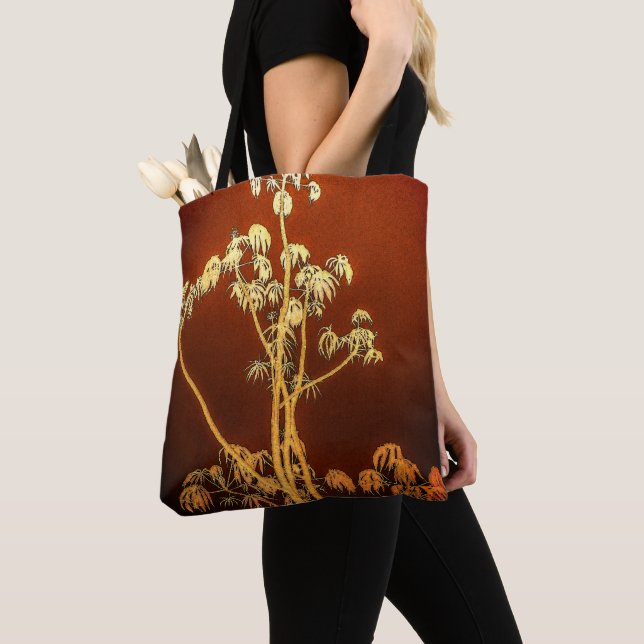Tote Bolsa de Silhueta de Árvore Tropical (Close Up)