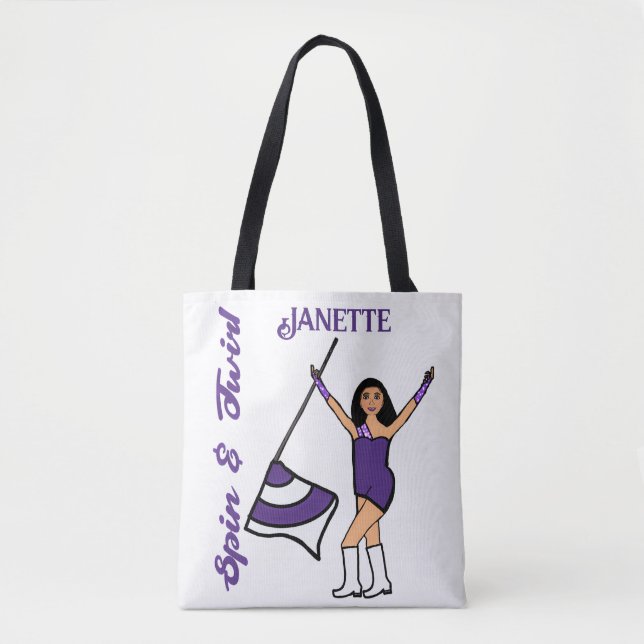 Tote Bolsa de Sinalizador Personalizado (Branco Roxo) B (Frente)