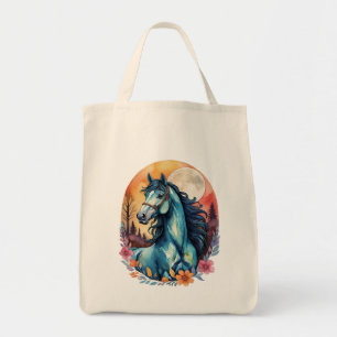 Tote Bolsa de Sonho de Cavalo Azul Colorida